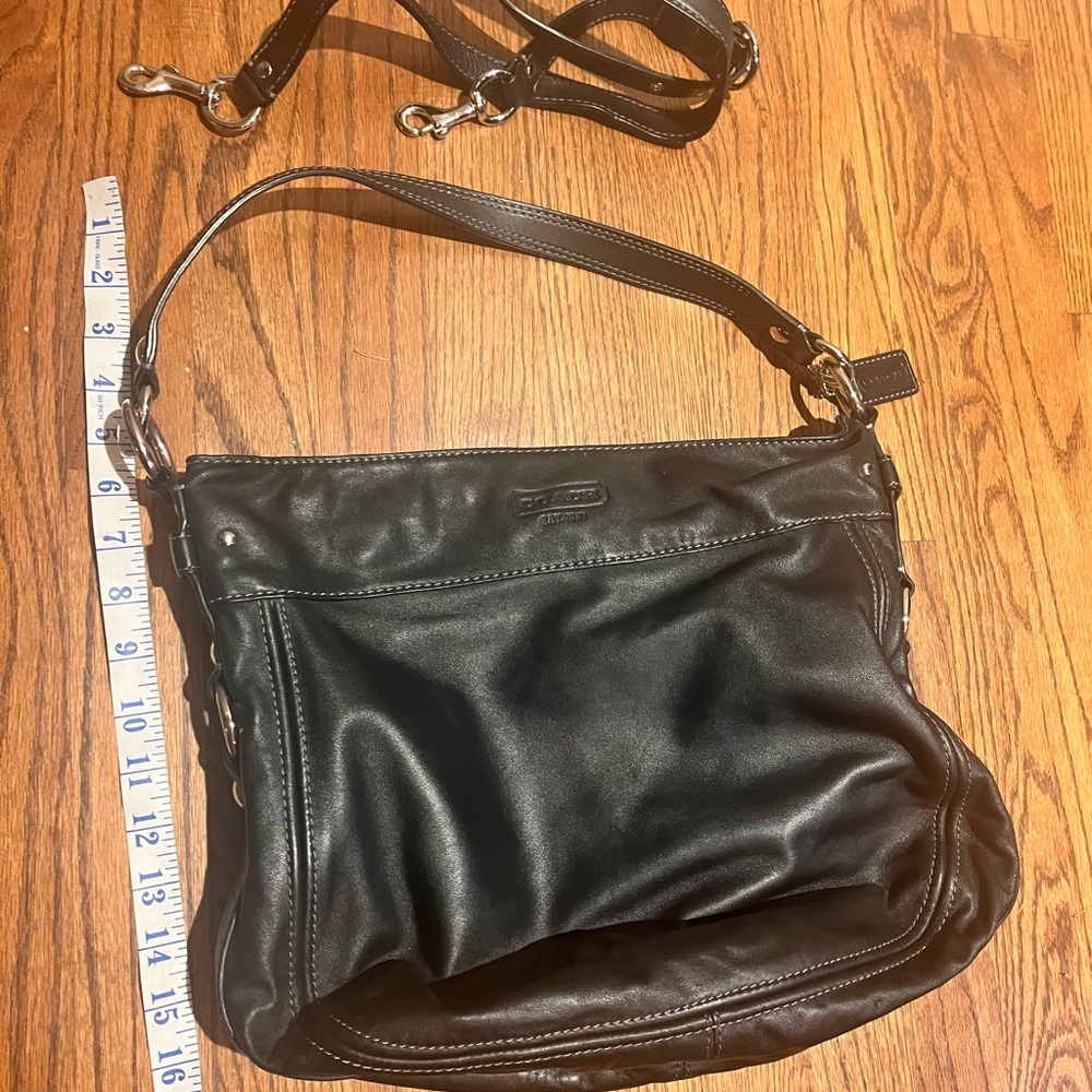 Authentic Coach Black Should bag soft leather - Picture 9 of 10
